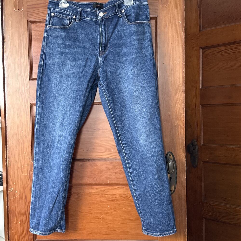 Quince Womens Comfort Stretch Mid Rise Slim Boyfriend Jeans Dark Wash 31 (34x27)